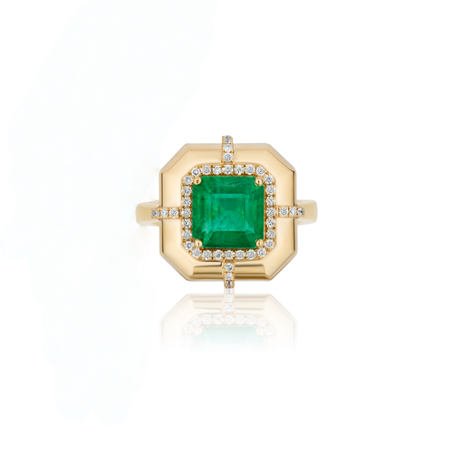 Sophisticated Square Cut Emerald Ring