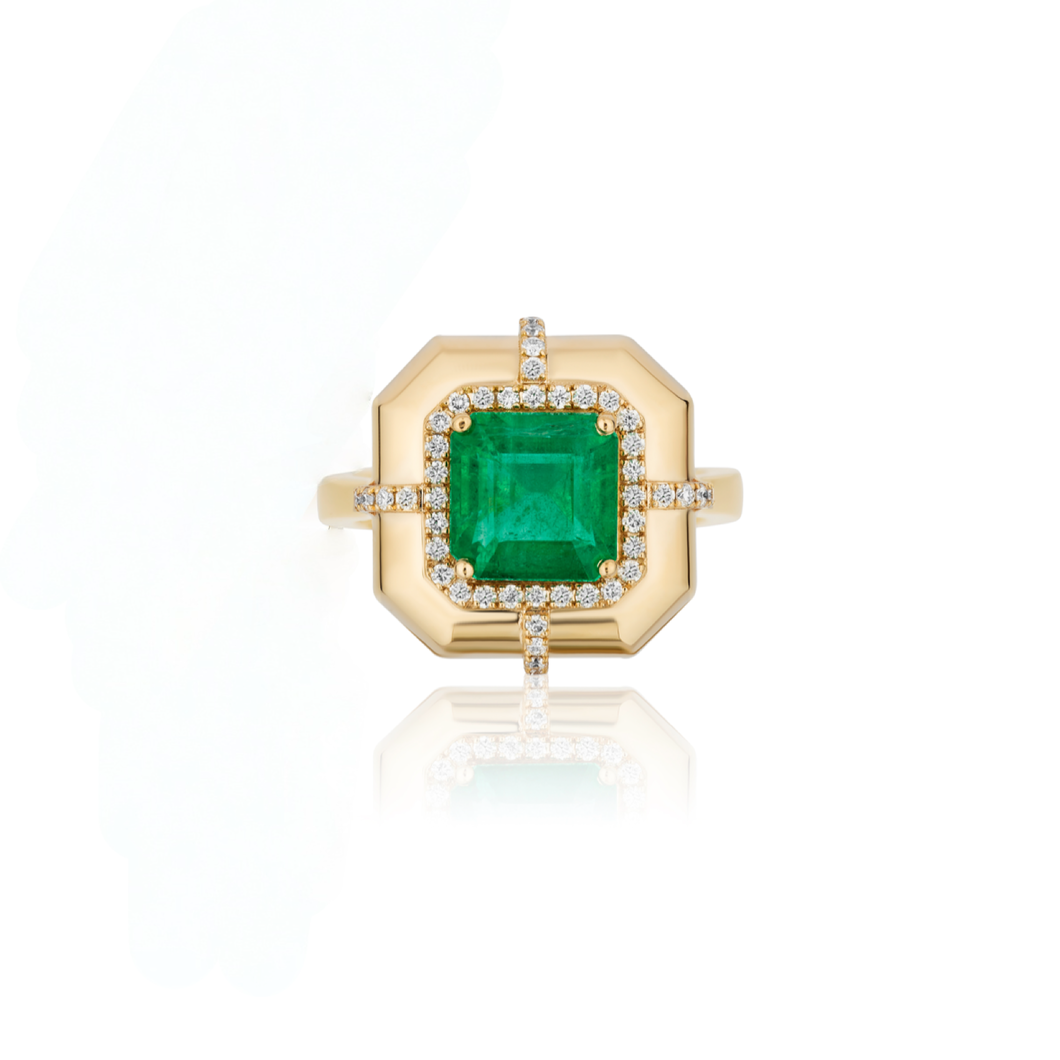 Sophisticated Square Cut Emerald Ring