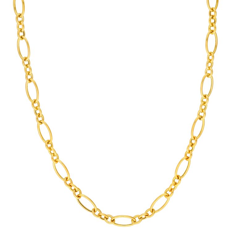 Mixed Link Oval Gold Chain Necklace