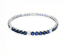 Major Blue Sapphire Tennis Bracelet with Diamond Accents