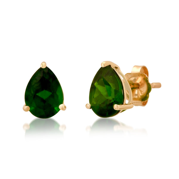 Pear Chrome Diopside Sprinkle Stud Earrings
