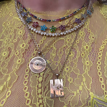 3/4 Mixed Sapphire Flower Chain Necklace