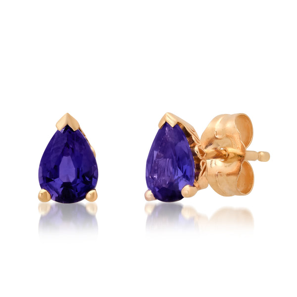 Purple Sapphire Pear Sprinkle Stud Earrings