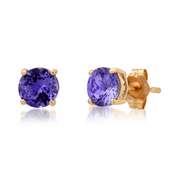 Round Tanzanite Sprinkle Stud Earrings