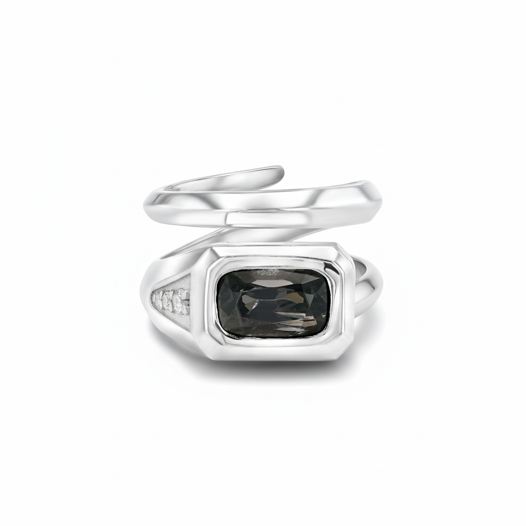 Silver Grey Spinel Wrap Ring