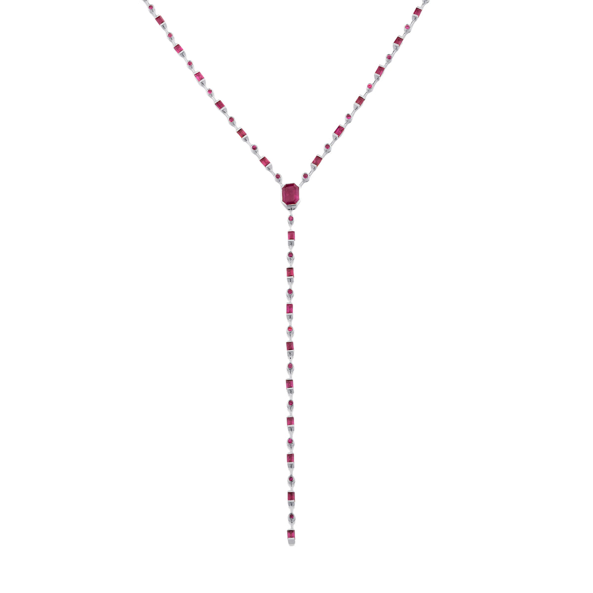 Mixed Ruby Y Station Necklace