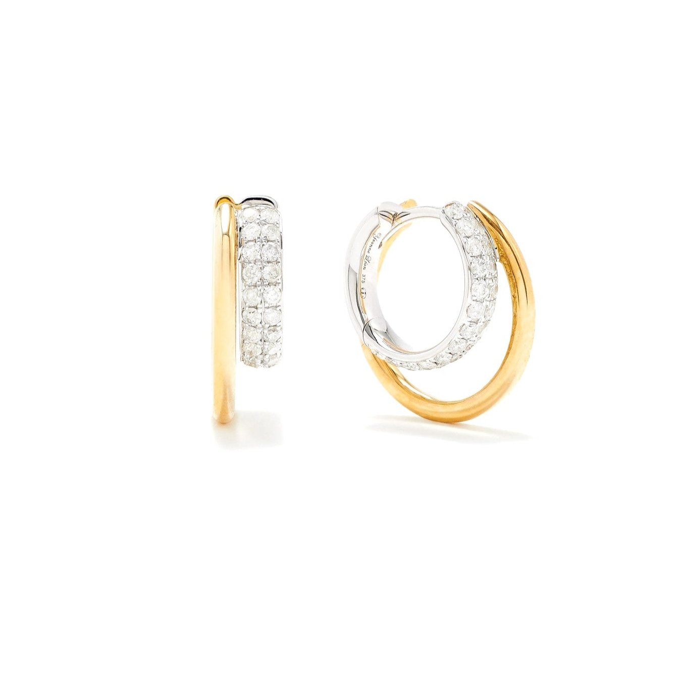 50/50 Diamond & Gold Split Hoop Earrings