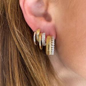 50/50 Fluted Gold Berlingot Split Hoop Earrings