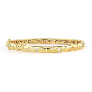 Day & Night Engraved Diamond Bangle with Mixed Spinel
