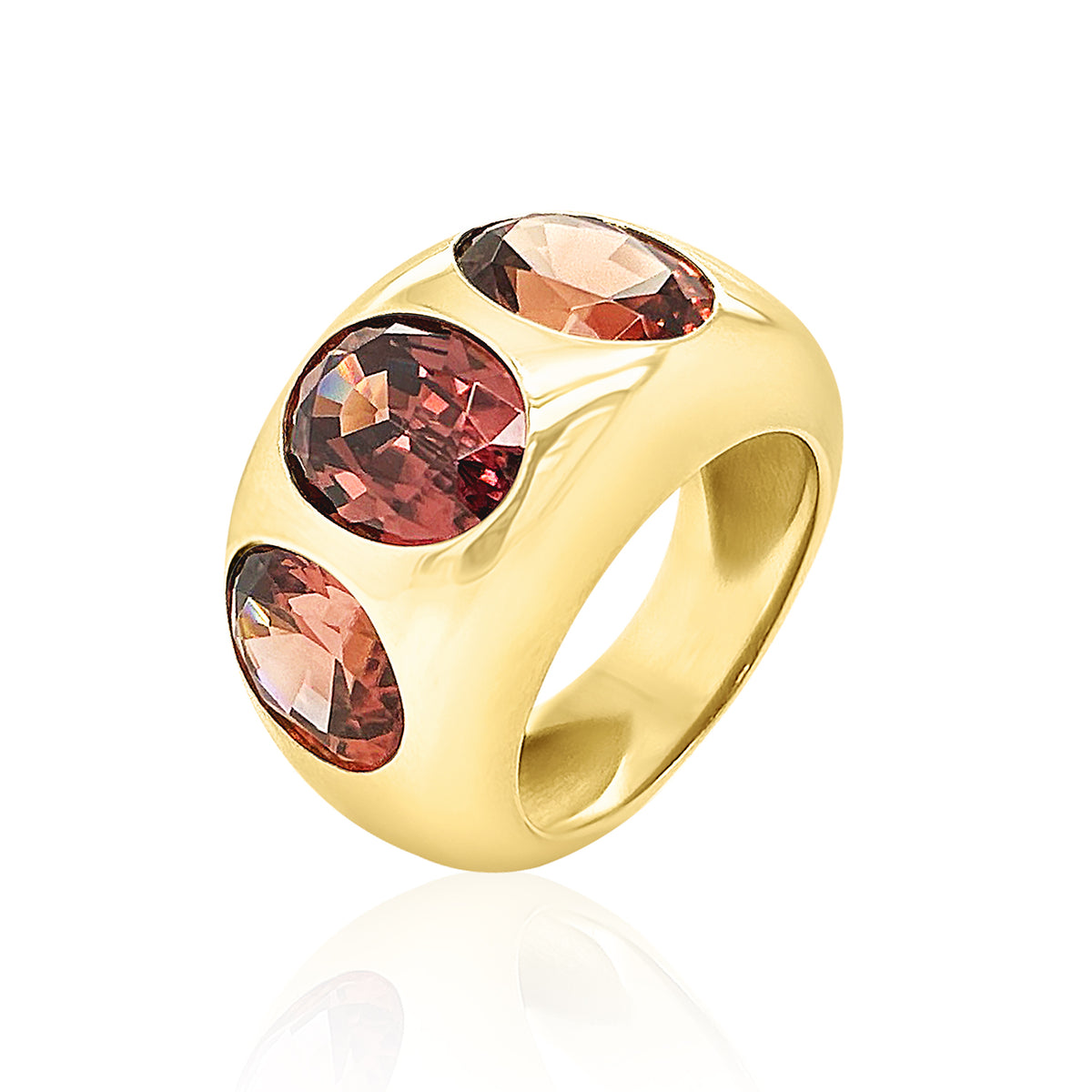 Three Stone Oval Cuprian & Co.Copper-Bearing Tourmaline Chunky Nomad Ring
