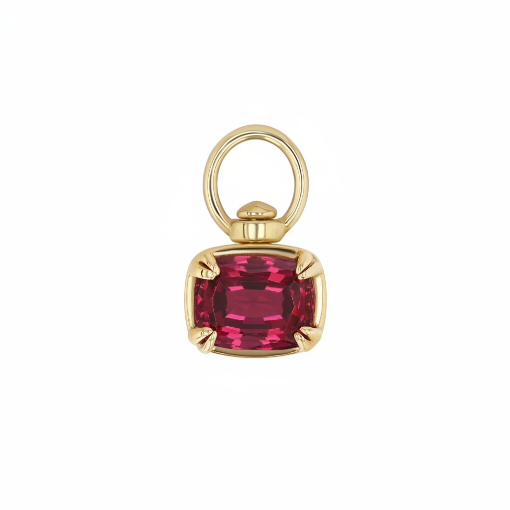 Rhodolite Garnet Cushion Swivel Charm Pendant
