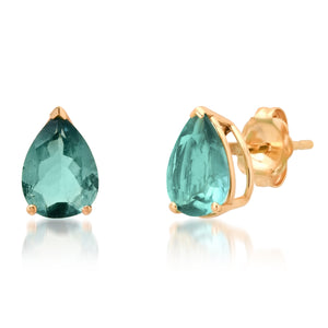 Pear Indicolite Tourmaline Sprinkle Stud Earrings