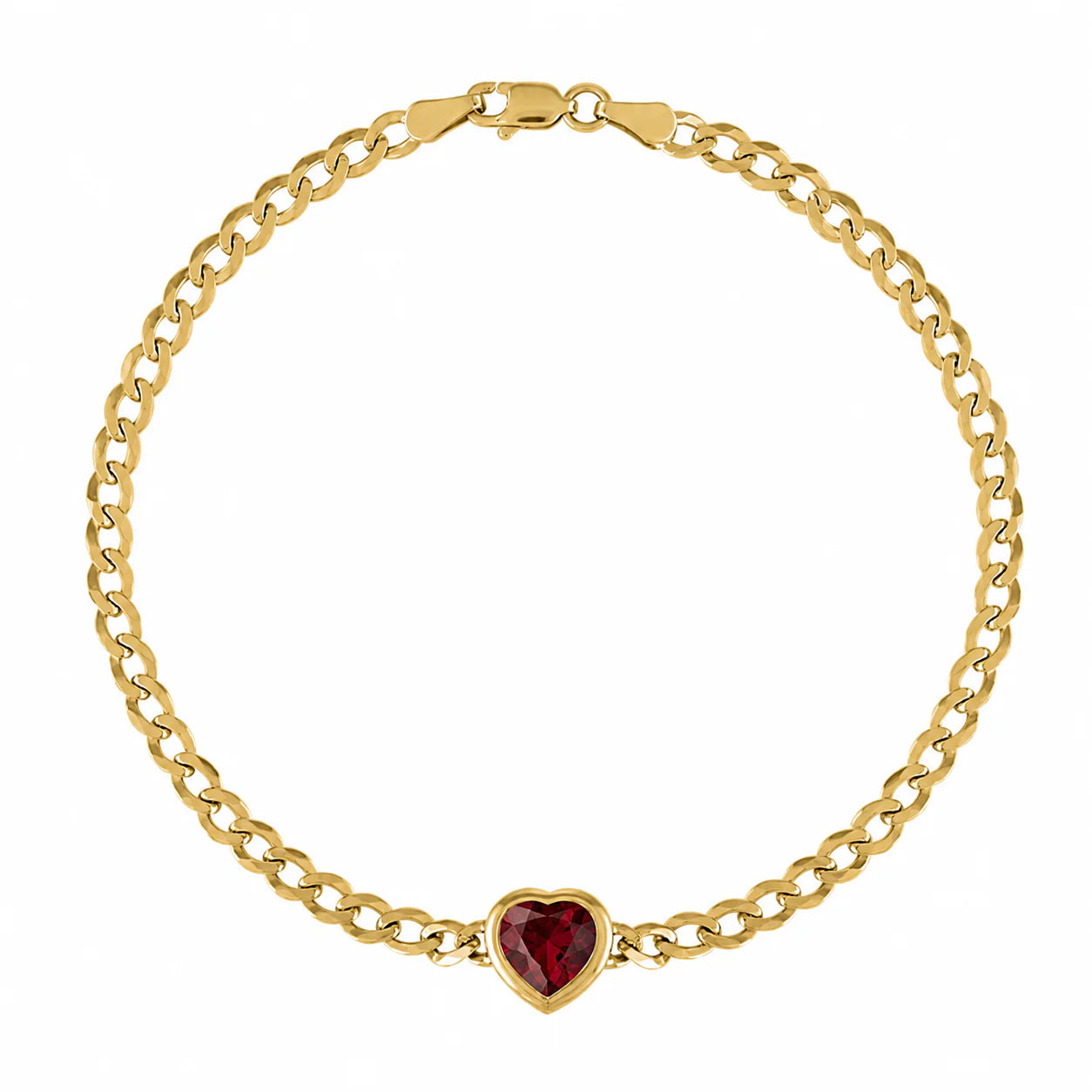 The Cooper Faceted Heart on Cuban Link Chain Bracelet