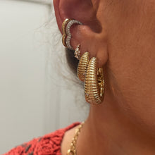 Small Fluted Tapered Diamond Bezel Hoop Earrings