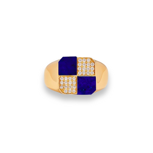 Damier Diamond & Precious Stone Square Checker Board Ring