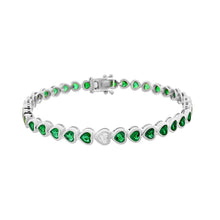 Emerald & Diamond Bezel Set Heart Bracelet