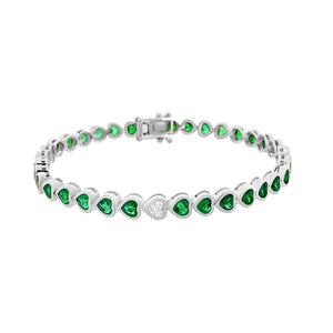 Emerald & Diamond Bezel Set Heart Bracelet