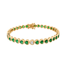 Emerald & Diamond Bezel Set Heart Bracelet