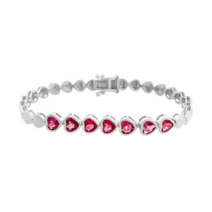 Pink Tourmaline Bezel Set Heart Bracelet