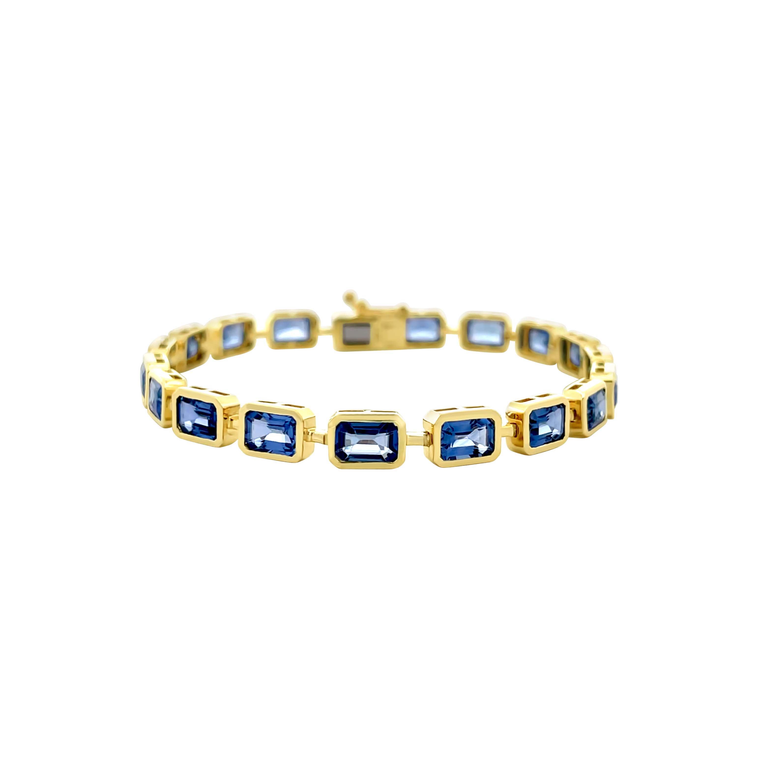 East West Blue Sapphire Bezel Eternity Bracelet