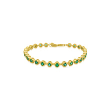 Perfectly Petite Round Bezel Set Emerald Tennis Bracelet