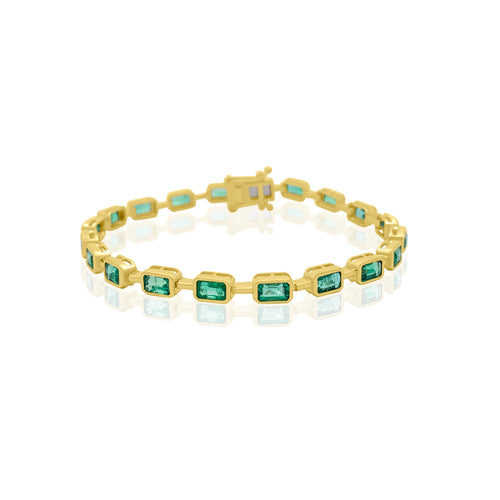 East West Emerald Bezel Eternity Bracelet