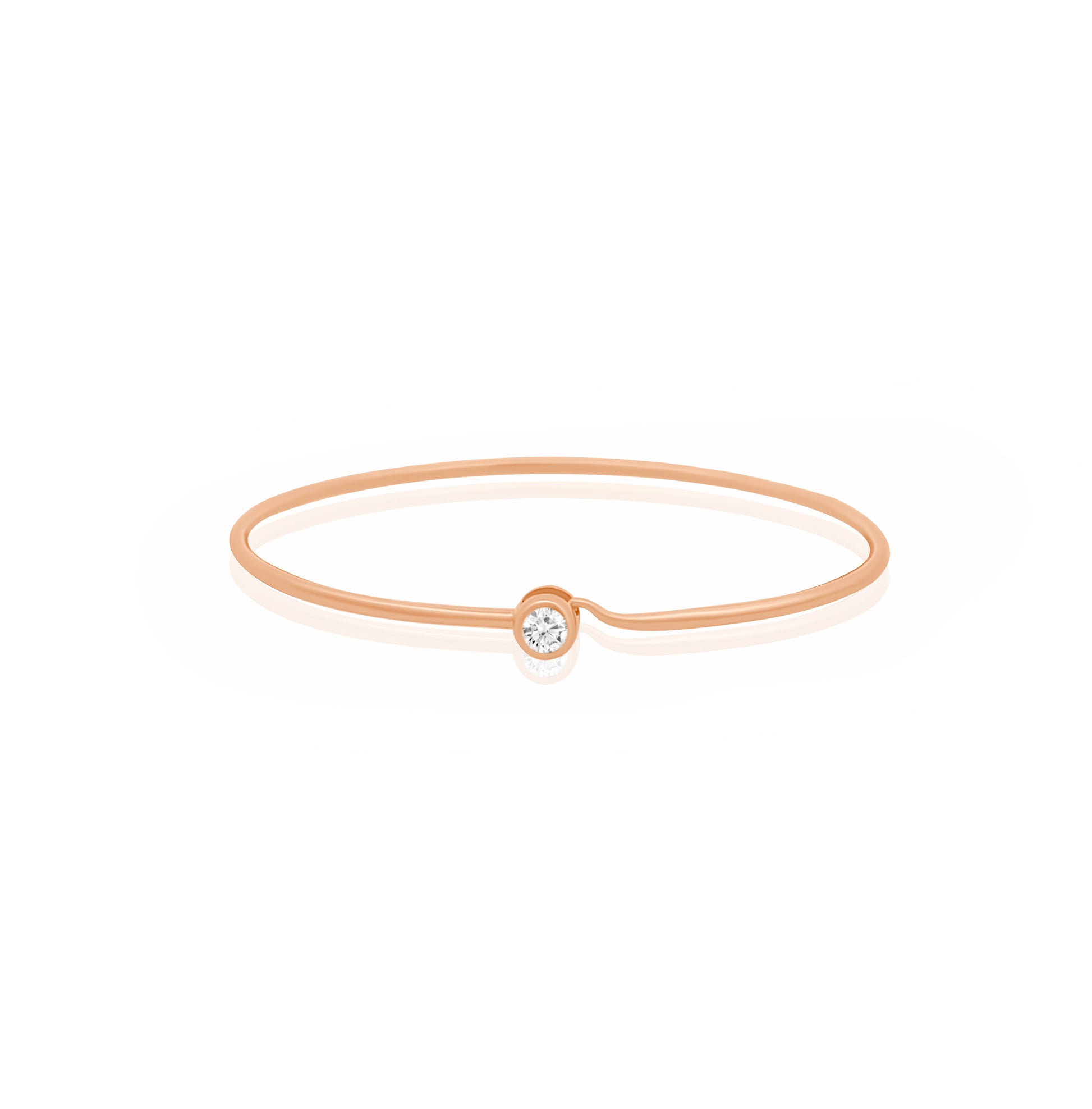 Small or Large Round Bezel Set Diamond Memory Wire Hook Bracelet