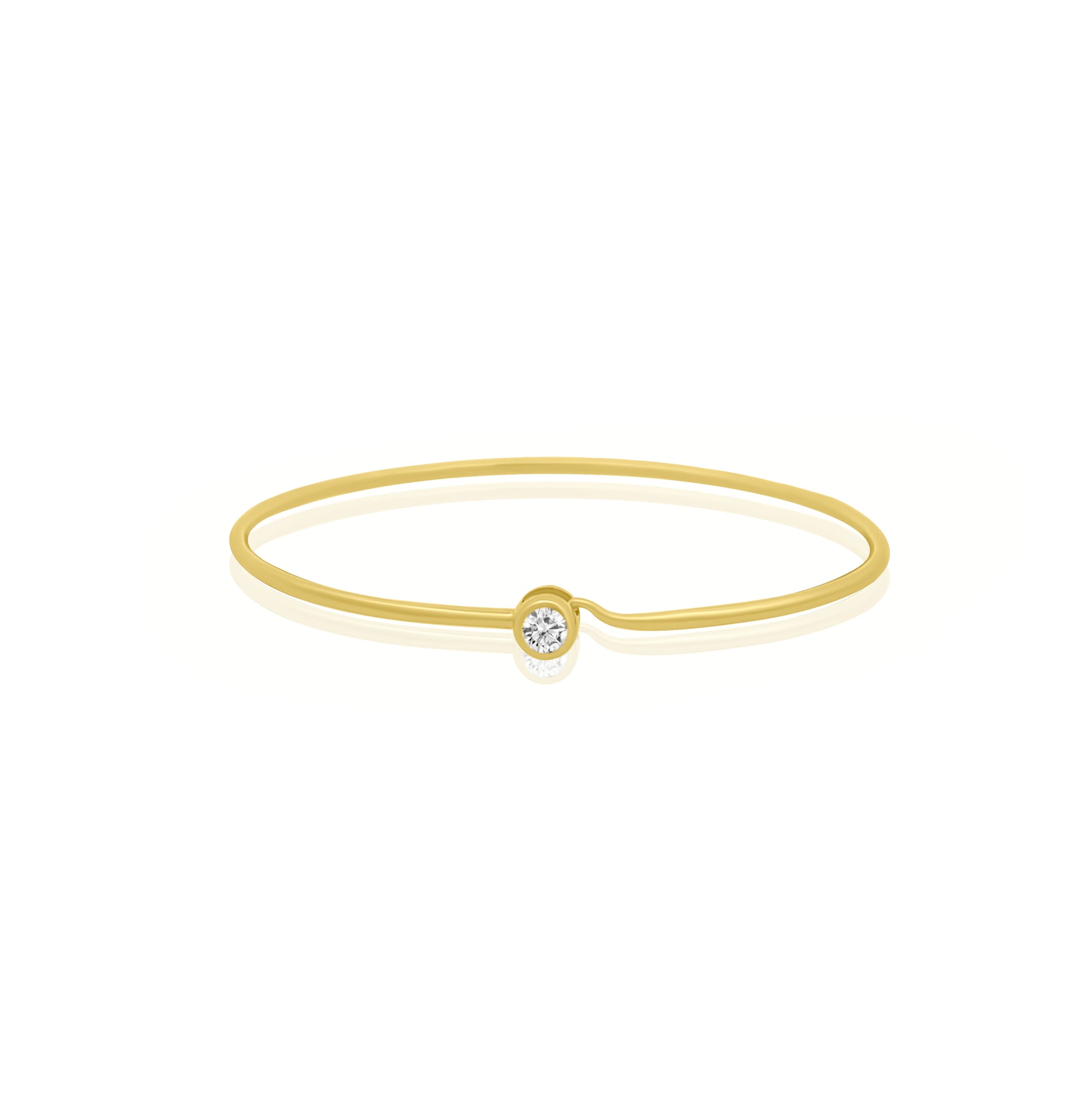 Small or Large Round Bezel Set Diamond Memory Wire Hook Bracelet