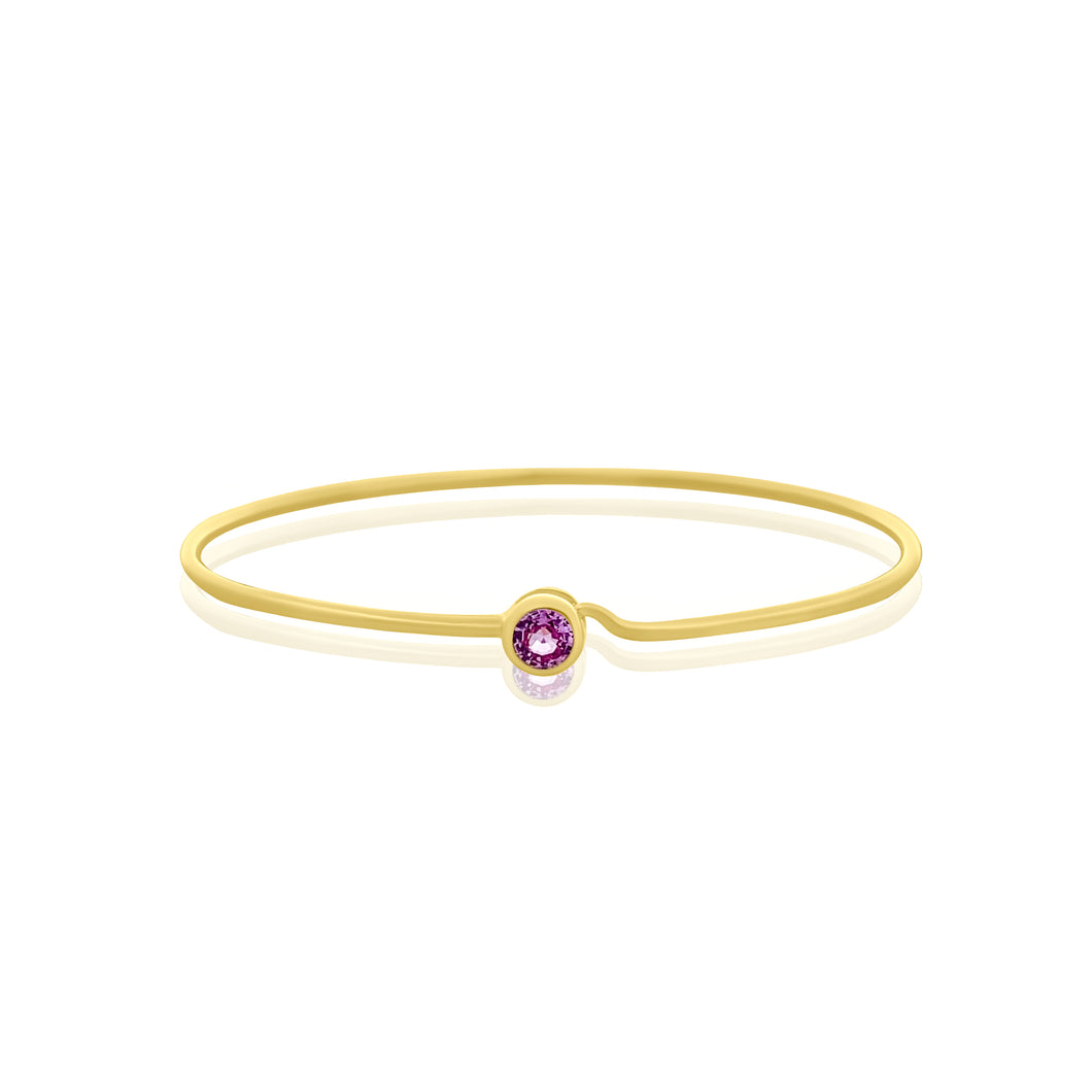 Round Bezel Set Pink Sapphire Bracelet with Hidden Hook Clasp