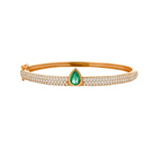 Glitzy Diamond & Emerald Pear Bangle Bracelet