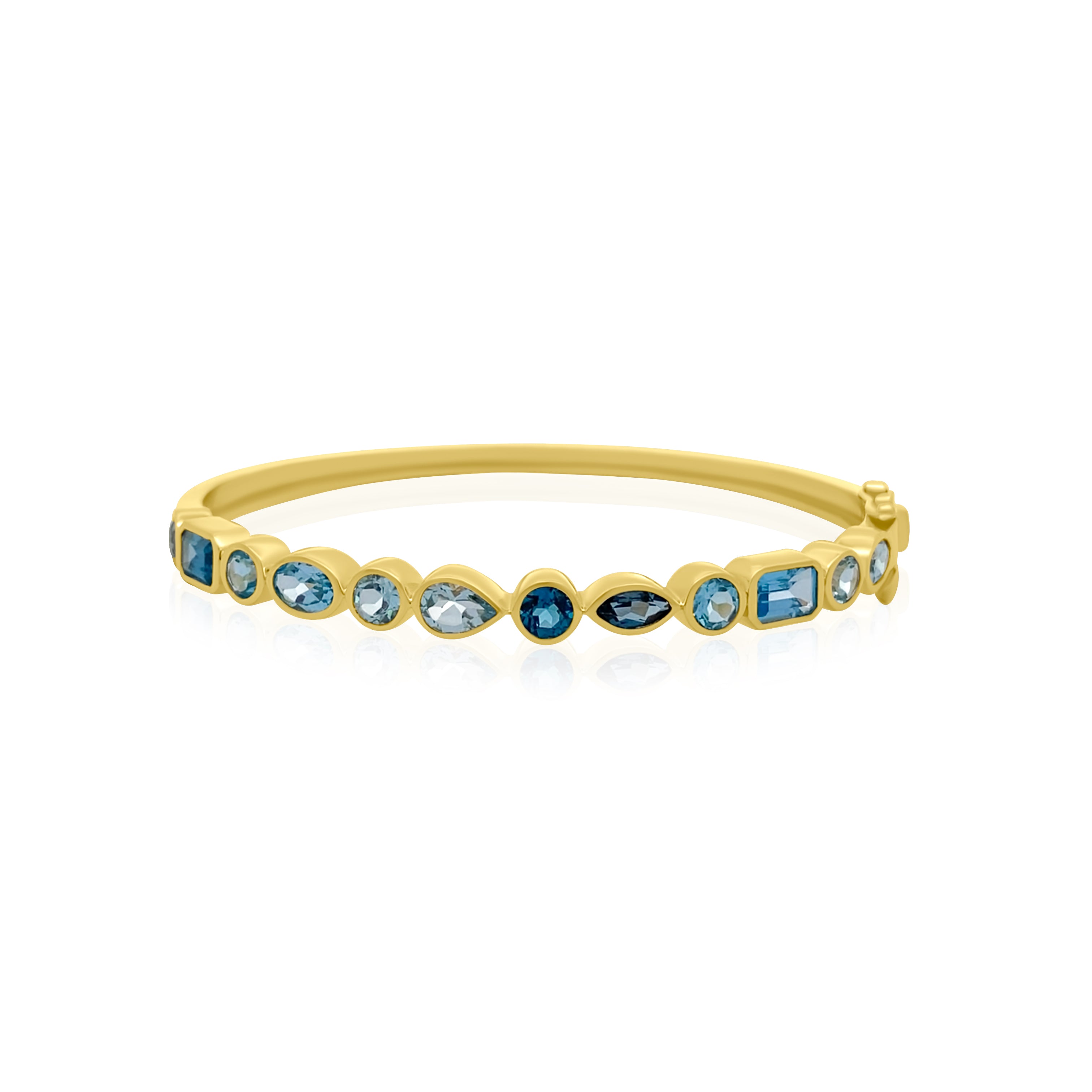 Mixed Shape Blue Topaz Bangle Bracelet
