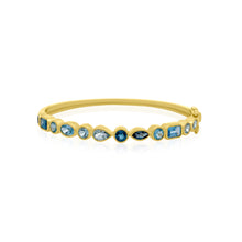 Mixed Shape Blue Topaz Bangle Bracelet