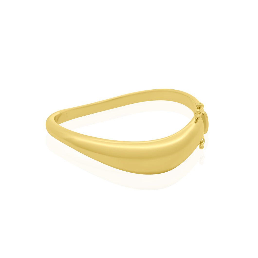 Statement Gold Wave Bangle Bracelet