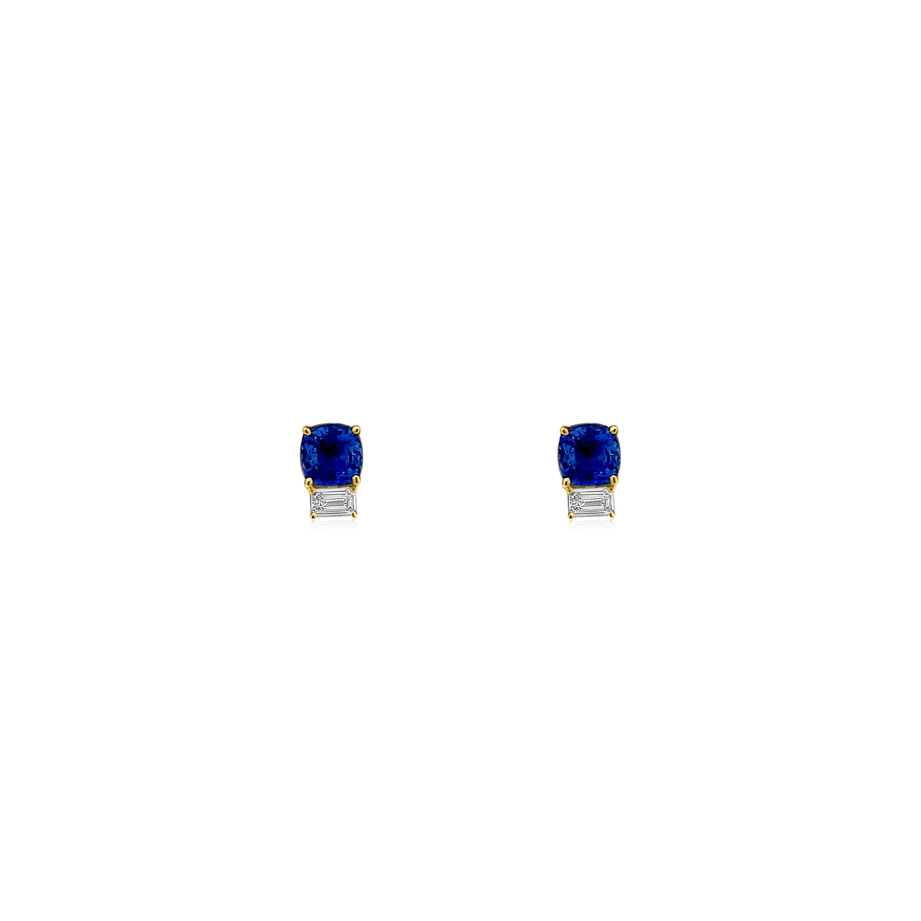 Blue Sapphire & Diamond Stud Earrings