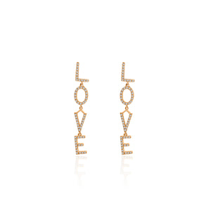 Diamond Dangle Love Earrings