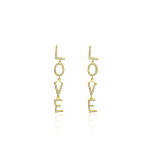 Diamond Dangle Love Earrings