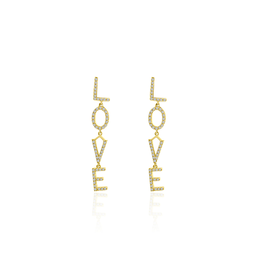 Diamond Dangle Love Earrings