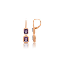 Bezel Set Amethyst Double Drop Earrings