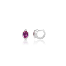 Statement Oval Pink Sapphire Huggie Hoop Earrings