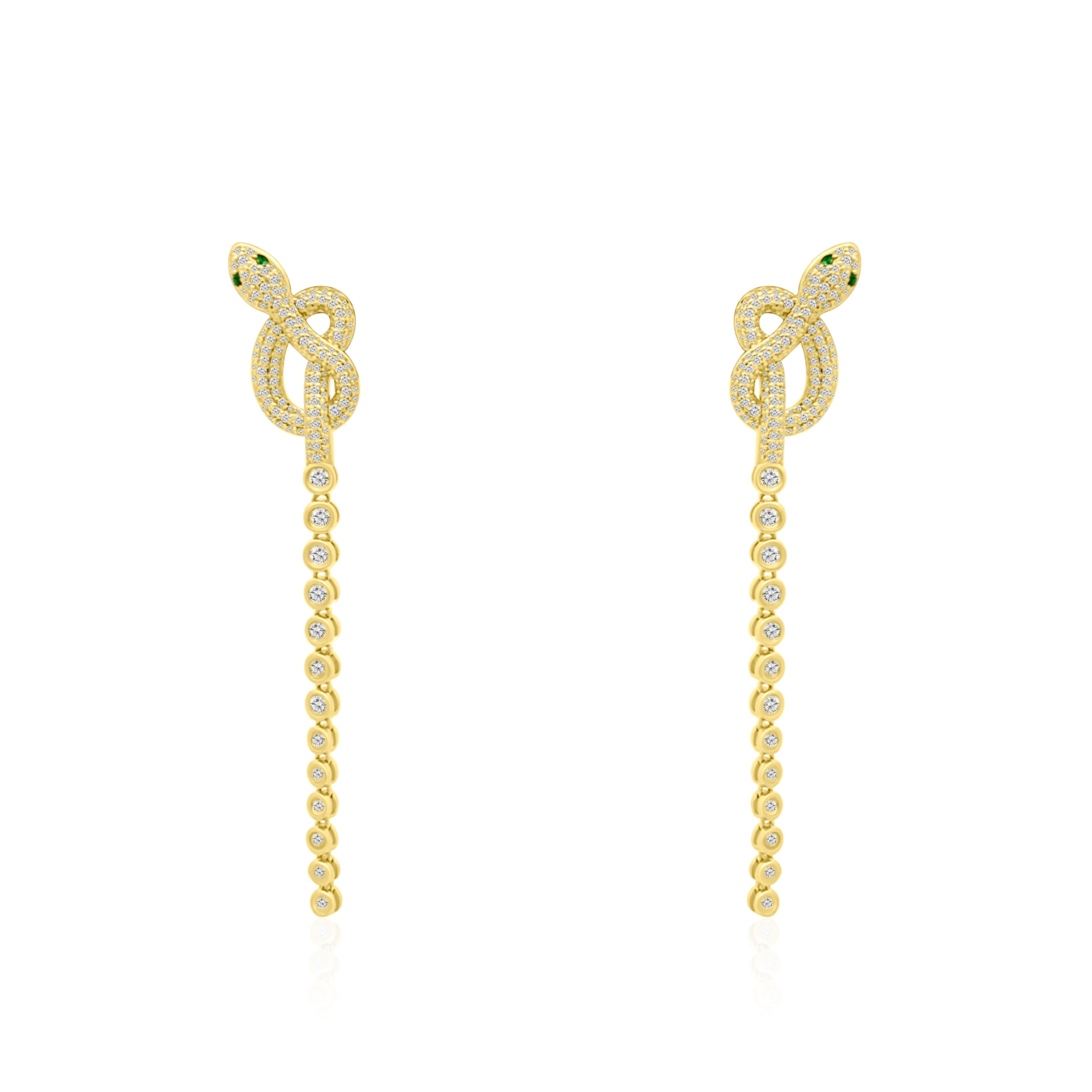 Tied Up Bezel Set Diamond Snake Drop Earrings