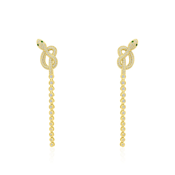 Tied Up Bezel Set Diamond Snake Drop Earrings