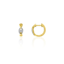 Gold Mariner Huggie Hoop Earrings with Diamond Link