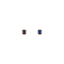 Emerald Cut Blue Sapphire Bezel Stud Earrings