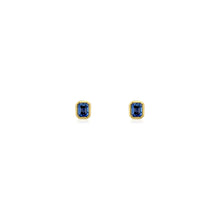 Emerald Cut Blue Sapphire Bezel Stud Earrings