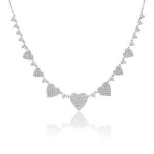 Girl Boss Graduated Pave Diamond Heart Necklace