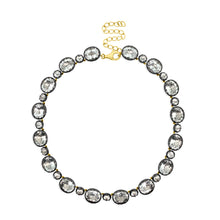 Round Georgian Set White Topaz Tennis Necklace with Black Rhodium
