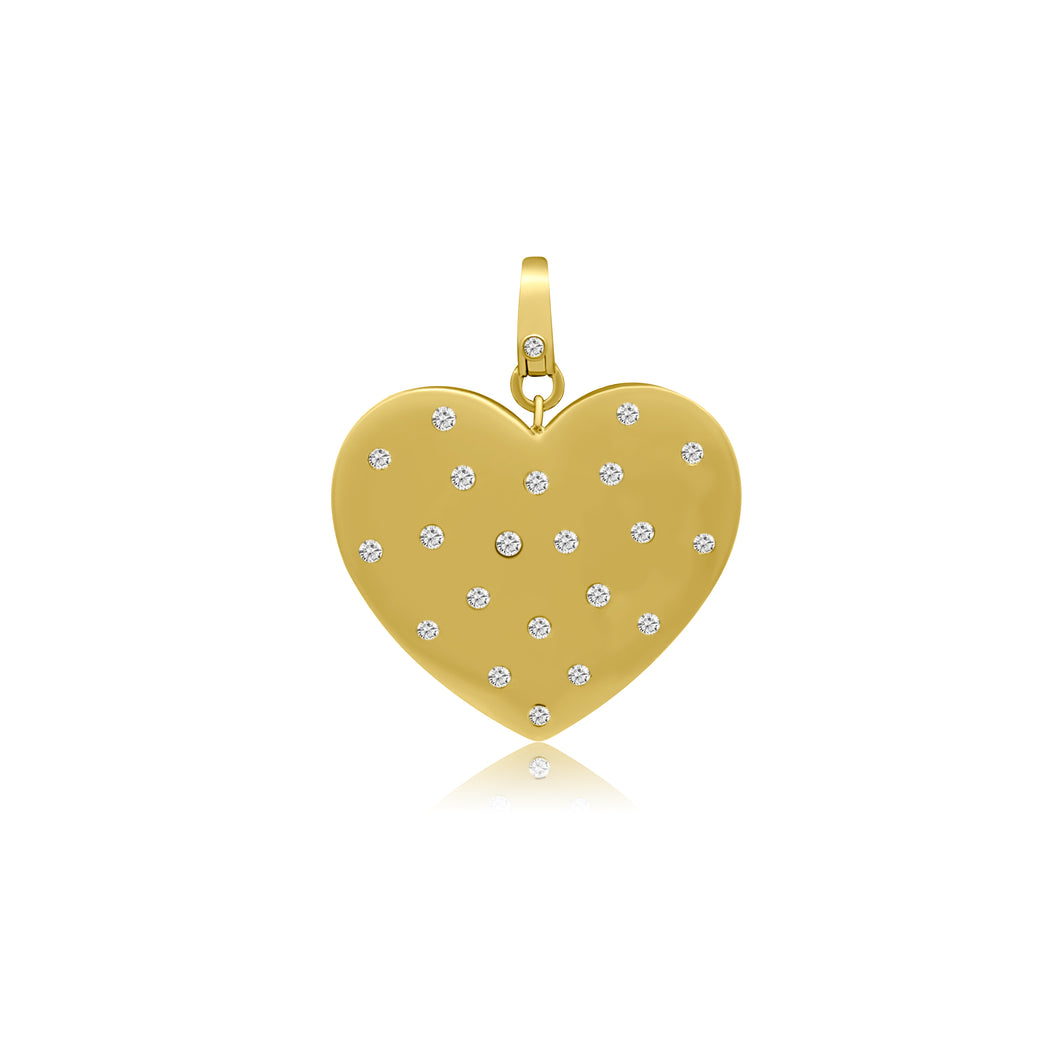 Jumbo Scattered Diamond Heart Charm