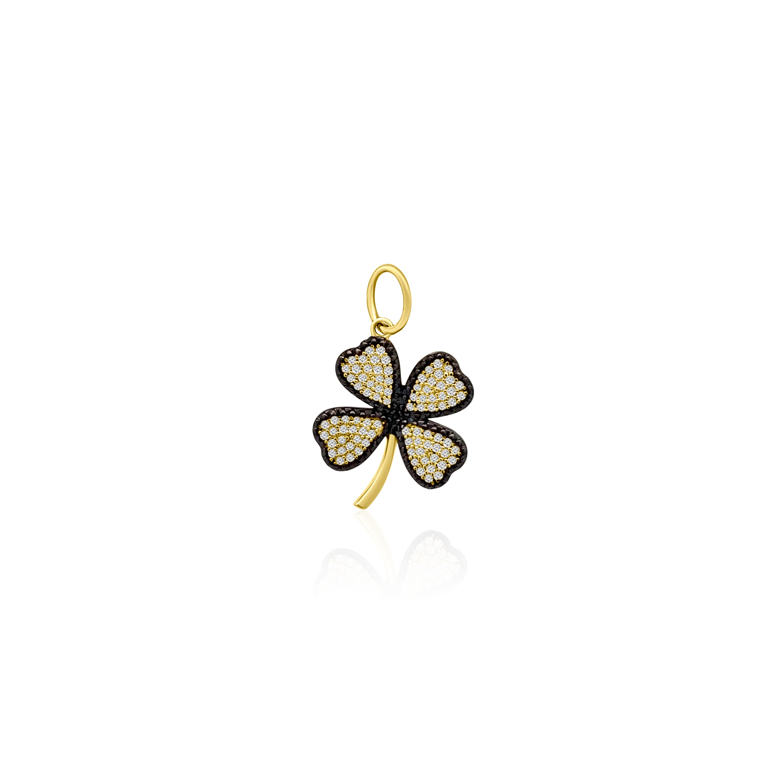 Black & White Diamond Clover Charm