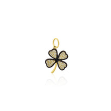 Black & White Diamond Clover Charm