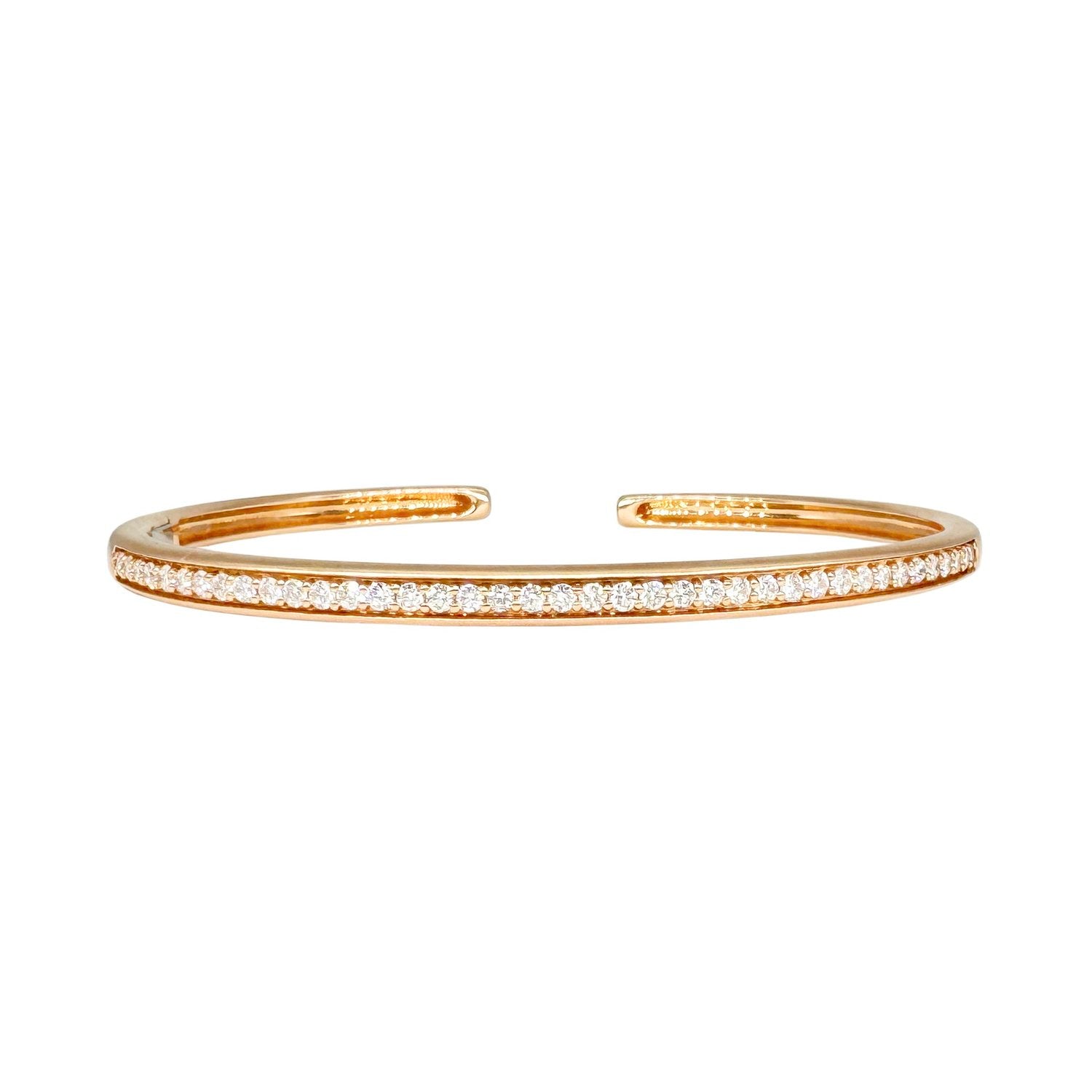 Diamond Ultra Slim Hinged Oval Cuff Bracelet